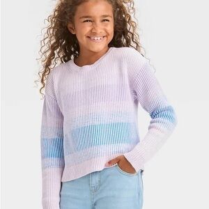 Girls lavender stripe sweater in excellent condition